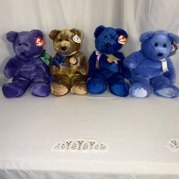Set of 4 Authentic TY Beanie Buddy Bears — Highly Collectible 1999 BBOM (Beanie - Picture 1 of 14